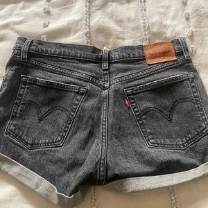Levis 501 Black Cuffed Denim Shorts